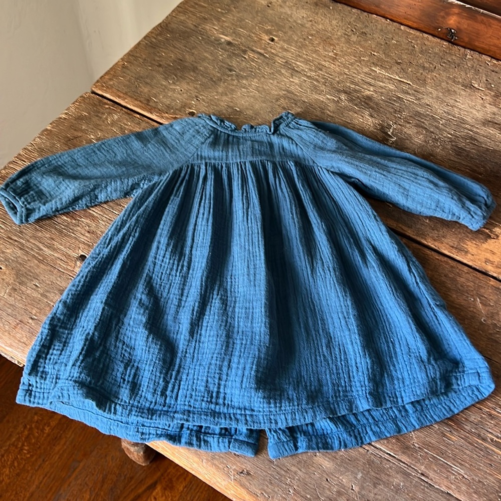 Bonbon cotton 12m prussian blue smock dress 💙